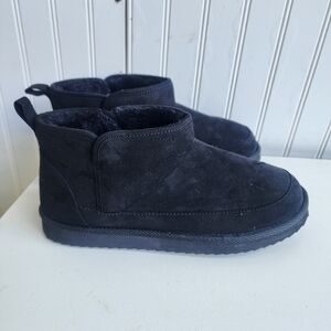 Old Navy Cozy Lined Faux Fur Winter Boots Ankle Booties Black Womens Size 7